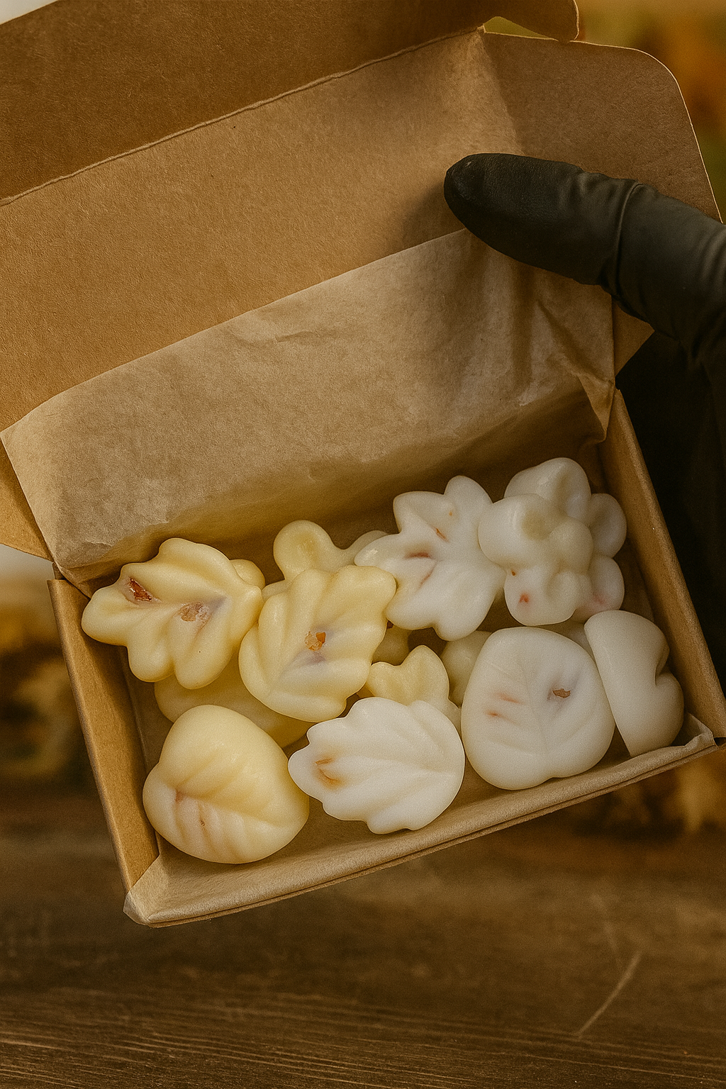 Cajita mini Wax melts Otoño • Naranja especiada y almendro en flor/miel